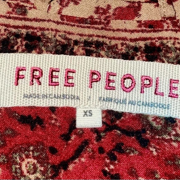 Free People Bellflower Blazer lightweight rayon linen jacket size XS red/tan - Picture 7 of 7